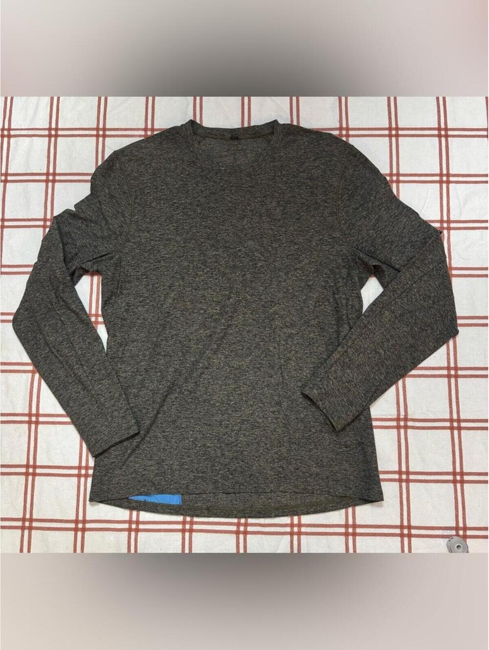 Lululemon Surge Warm Long Sleeve Shirt L Heathered Black Green Running